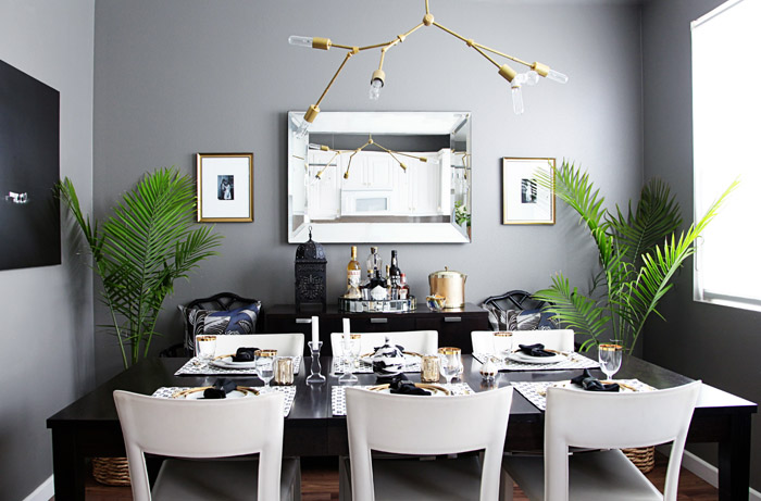 9-small-shop-for-Adore-Home-by-Sabra-Lattos-dining-room-Dwell-Studio-Stone-Textile-gold-rimmed-vintage-china-palms-DIY-Lindsey-Adelman