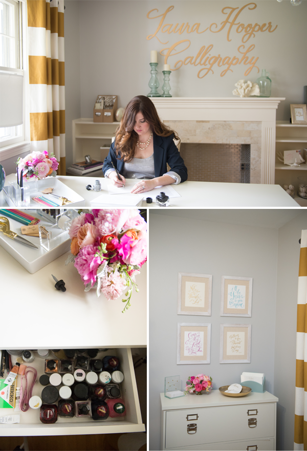 Laura Hooper Calligraphy Office / Designed by Jessica of With Love, Design / Photographed by Abby Jiu Photography / Featured on Glitter Guide