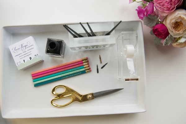 Laura Hooper Calligraphy Office / Designed by Jessica of With Love, Design / Photographed by Abby Jiu Photography / Featured on Glitter Guide