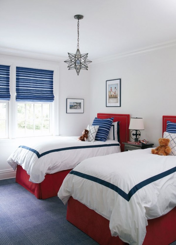 red, white and blue interiors via oh, i design blog