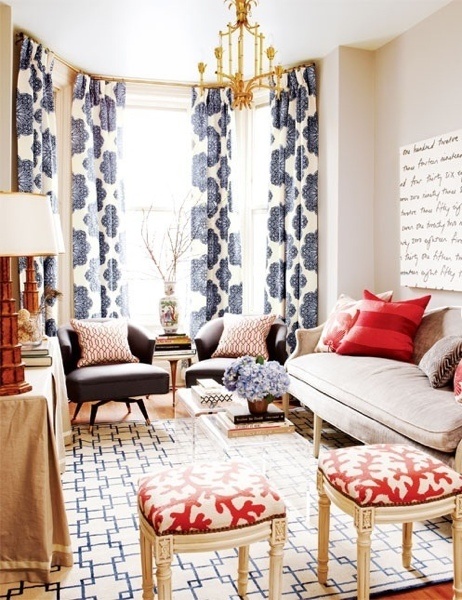 red, white and blue interiors via oh, i design blog