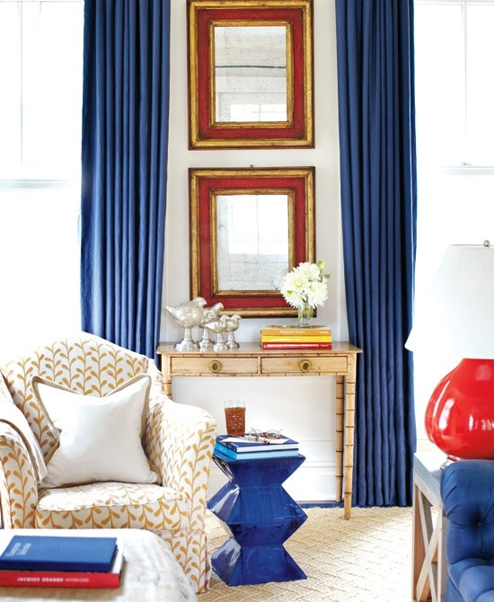 red, white and blue interiors via oh, i design blog