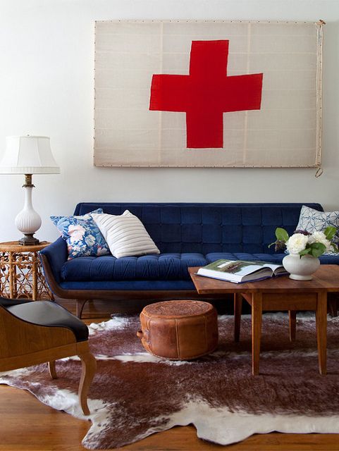 red, white and blue interiors via oh, i design blog