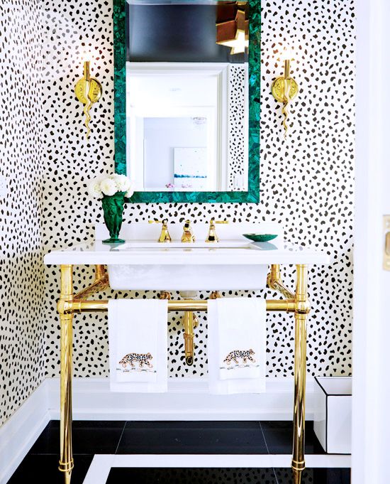 bold pattern in bathrooms via oh, i design blog