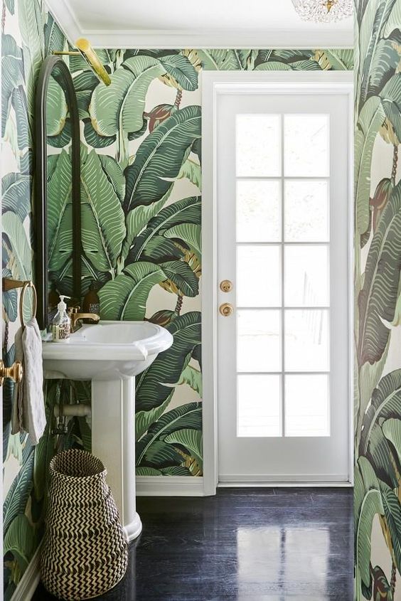 bold pattern in bathrooms via oh, i design blog