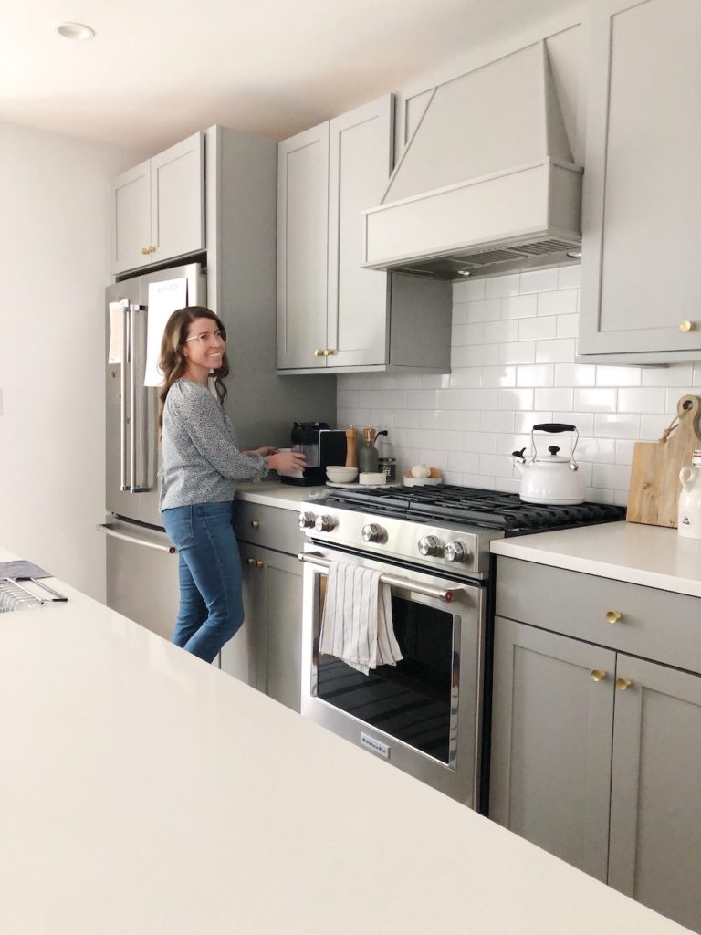 modern grey kitchen with coffee